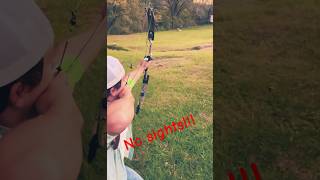 Can YOU shoot with no sights💪🔥 archery skills shorts bowhunting hunting bow deer [upl. by Debra]