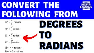 CONVERSION FROM DEGREES TO RADIANS [upl. by Sirama704]