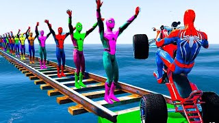 GTA V spiderman Epic Car Racing With Super Cars Motorcycle With Trevor New Stunt Map Challenge [upl. by Crescentia]