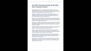 AC HPAT Chemistry Study Guide 2023 with complete solution [upl. by Acila619]