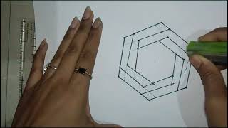 How to Draw Optical Illusions Hexagon keep drawing 09youtube hexagon opticalillusion [upl. by Aynwat]