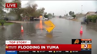 Yuma neighborhood flooded because of winter storm [upl. by Anawat]