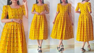 Casual wear cotton kurti dress cutting amp stitching just 10 minutes  Ikat dress stitching  kannada [upl. by Fabrienne]