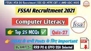 Computer Literacy  FSSAI Exam Preparation 2021  Quiz27  FSSAI Assistant Previous Year Questions [upl. by Laekim]