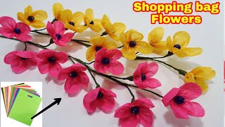 How to Make Shopping Bag Flowers Bunch at Home  DIY Making Shopping Bag Flowers for Room Decoration [upl. by Eenyaj749]