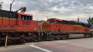 Extreme Street Running by a BNSF Coal Train With 8 Locos  34000 HP in Ft Collins CO [upl. by Elisabet]