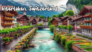 Interlaken Switzerland walking tour 4K  The most beautiful Swiss towns  Relaxing evening walk [upl. by Sena]