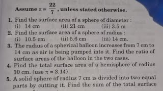 FIND THE SURFACE AREA OF SPHERE OF DIAMETER 14 CM  RADIUS 7CM  EX  112  CLASS 9TH  NCERT [upl. by Mattias]