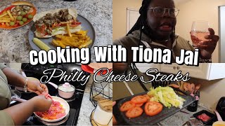 COOKING WITH TIONA JAI  PHILLY CHEESE STEAKS amp CHEESE FRIES [upl. by Anicart]