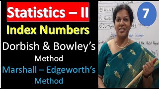 7 Dorbish amp Bowley’s Method  Marshall – Edgeworth’s Method from Index Numbers Chapter  Statistics [upl. by Lipkin]