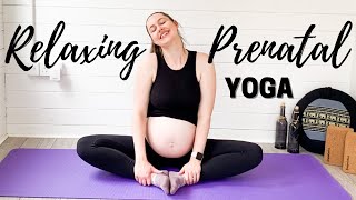 RELAXING PREGNANCY YOGA STRETCHES  Third Trimester Yoga for BETTER SLEEP  Evening Prenatal Yoga [upl. by Dichy398]