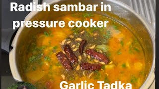 Radish Sambar Recipe in Pressure Cooker  Moolangi Sambhar  ಮೂಲಂಗಿ ಸಾಂಬಾರ್ [upl. by Vadim]