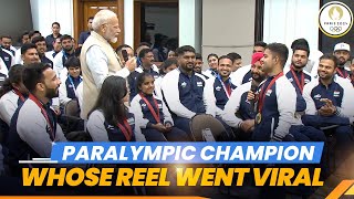 PM Modis lighthearted banter with Paralympic medallist Navdeep Singh [upl. by Anadal]