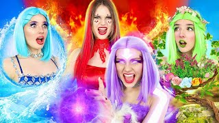 Four Elements vs Evil Fire Water Earth and Air Girls  Avatar in Real Life [upl. by Elak]