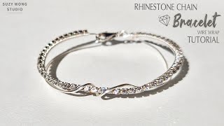 Rhinestone Chain×Wire Wrap Bracelet Tutorial Easy Bracelet DIY Bracelet DIY Jewelry How to make [upl. by Yeh350]