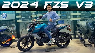 2024 Yamaha FZS V3 New Model Cyan Colour Review Perfect Bike For Everyone Man❤️ Price [upl. by Aliuqahs]