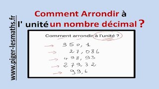 Comment Arrondir à l unité un Nombre Décimal   Pigerlesmaths [upl. by Anaig]