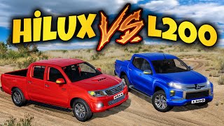 L200 VS HİLUX ARABALARIN ZORLU TESTLERİ  ABSÜRT DENEY  BeamNGdrive [upl. by Ahsiym]