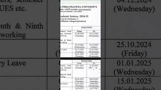 Academic calendar session 202425 GGSIPU affiliated colleges important information [upl. by Proctor636]