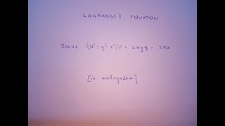 Solve Lagranges Problem [upl. by Engel]