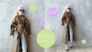 DIY a trench coat for my dollbarbiedollclothes barbielooks barbiestyle diy dolldress sewing [upl. by Island]