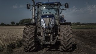 New Holland T7070 Blue Power Cultivating w Vaderstad TopDown 400  Cultivations 2013 [upl. by Onez]