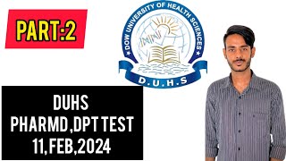 DUHS PHARM d test 2024DUHS DPT TEST 2024solved with discussion [upl. by Bernt376]