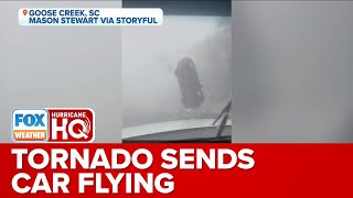 Tornado Lifts Car In Goose Creek South Carolina [upl. by Ahseekat106]