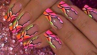 Bright Neon Rave Party Nails [upl. by Laurena]