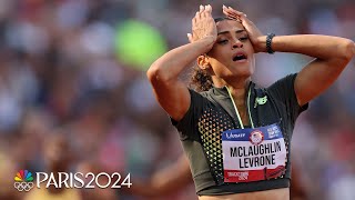 All Angles Sydney McLaughlinLevrones WORLD RECORD Trials victory stride by stride  NBC Sports [upl. by Agarhs148]