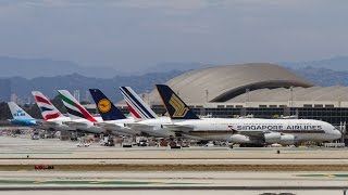 Boeing 747 amp Airbus A380 Heavies at LAX  1 Hr Plane spotting  JuneJuly 2015 [upl. by Sadinoel]