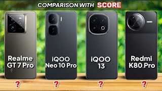 Redmi K80 Pro vs iQOO Neo 10 Pro vs iQOO 13 vs Realme GT 7 Pro Comparison 🔥 [upl. by Ahsenot]