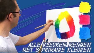 Kleuren mengen met acrylverf maak alle kleuren met 3 primaire kleuren Schilderles Toon Nagtegaal [upl. by Bezanson]