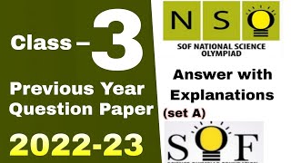 NSO Class 3 previous year question paper 202223  Class 3 NSO  NSO science Olympiad grade 3 [upl. by Airahs]