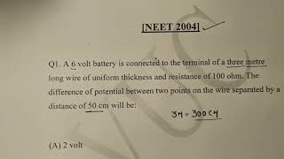 Q A 6 volt battery is connected to the terminal of a three meter long wire of uniform thickness [upl. by Yliram607]