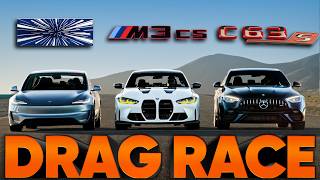 New Tesla Model 3 Performance v BMW M3 CS v AMG C63 S E Perf — Cammisa Ultimate Drag Race Replay [upl. by Riay]