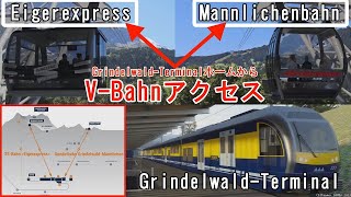 Grindelwald Terminal駅ホームからV Bahn乗り場アクセス [upl. by Saxon343]