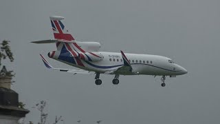 GZABH Royal Air Force Dassault Falcon 900LX landing at Belfast International Airport from Northolt [upl. by Aelat]