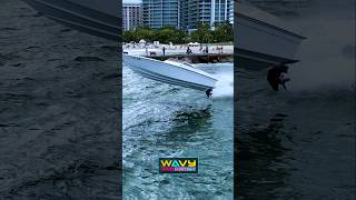 Powerboat gets big air at Haulover Inlet  Wavy Boats [upl. by Ailak674]