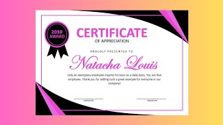 How to Create a Certificate of Appreciation Award in MS Word msword certificate [upl. by Lucinda]