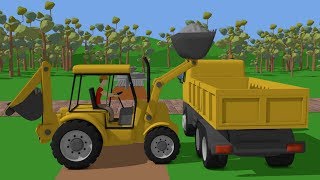 Truck and Mini Excavator with Hydraulic Hammer  Street and Construction Vehicles for Baby [upl. by Dobbins]