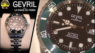 Gevril Wall Street Kermit Green and Black Divers Watch Unboxing and First Impressions [upl. by Buzzell]