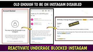 You May Not Be Old Enough To Use Instagram Account Blocked  Recover Blocked Instagram Account 2022 [upl. by Domeniga107]