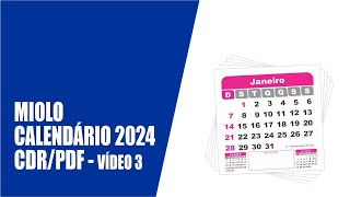 MIOLO CALENDÁRIO 2024 NO COREL  VÍDEO 3 [upl. by Ellingston711]