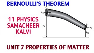 Bernoullis theorem  Unit 7 Properties of Matter  11 Physics Samacheer kalvi [upl. by Balkin]