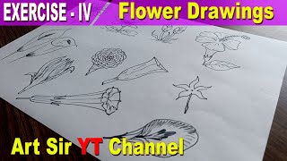 Exercise  iv  Flower Drawings  Drawing for Beginners artsirsitu [upl. by Suolhcin263]