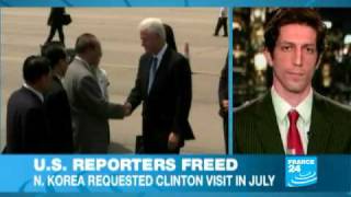 Clinton returns to US with freed journalists [upl. by Yadsnil]