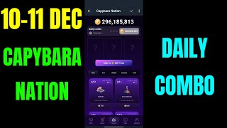 Capybara Nation Daily Combo Card Today  Capybara Nation Airdrop  11 December Daily Combo [upl. by Dorcas]