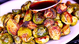 Honey Balsamic Roasted Brussels Sprouts  Easy Roasted Brussels Sprouts Recipe [upl. by Oiziruam]