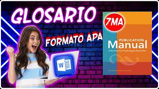 ðŸ‘©â€ðŸŽ“Como hacer un Glosario en Word Formato APA [upl. by Vladamir]